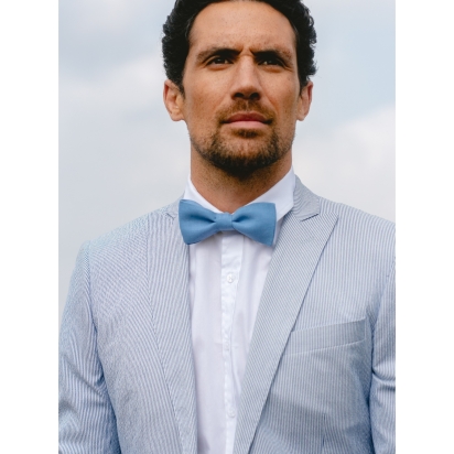 Cornflower blue Linen Bow Tie