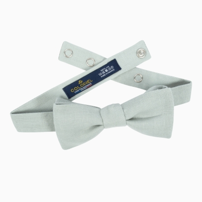 Noeud papillon Lin vert de gris 2