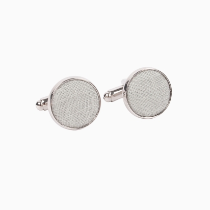 Sky Grey Linen Cufflinks 2