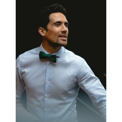 Forest Green Linen Bow Tie 2