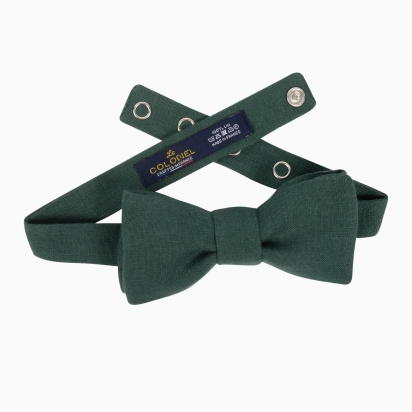 Forest Green Linen Bow Tie