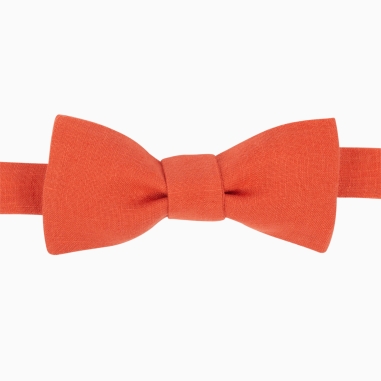 Blood Orange Linen Bow Tie