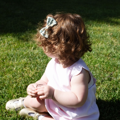 2 Girl's Hair clips - Liberty Green Marguerite 2