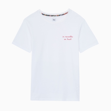T-shirt blanc brodé In Maroilles We Trust