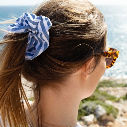 Seersucker Blue Stripes Scrunchie 2