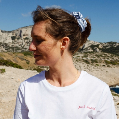 Chouchou Seersucker Rayures bleu