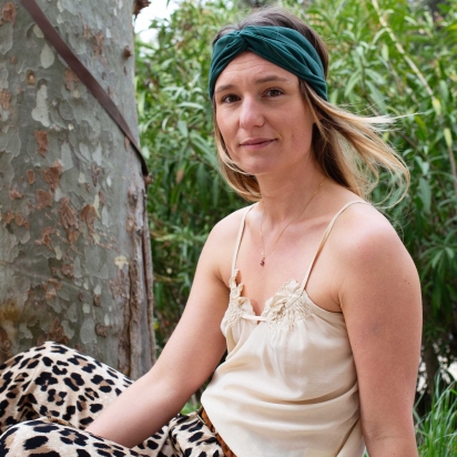 Forrest Green Linen Headband 2