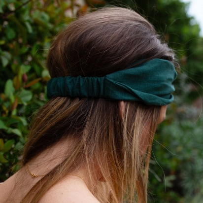 Headband Lin vert forêt