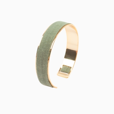 Clay Green Linen Bracelet - Gold
