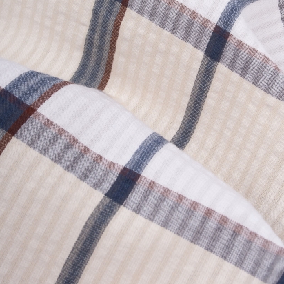 Pyjama Short Seersucker Carreaux beige