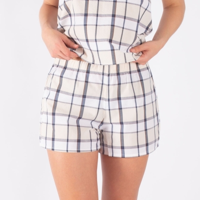 Beige Tiles Seersucker Pyjama Shorts 2