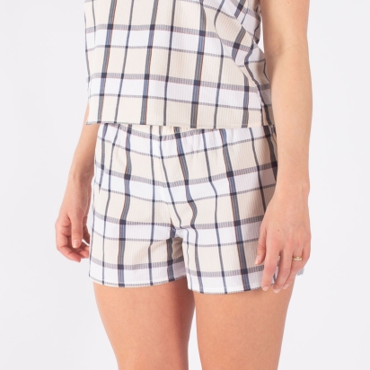 Beige Tiles Seersucker Pyjama Shorts