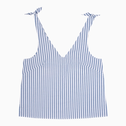 Blue Stripes Seersucker Tank Top