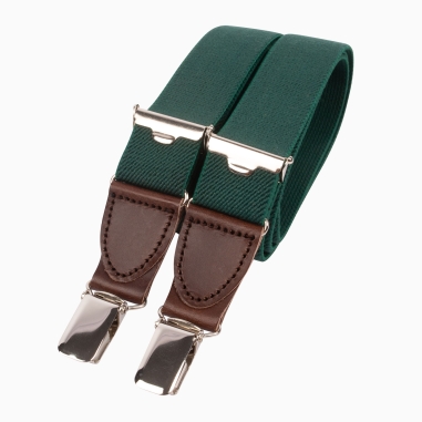 Chocolate brown leather forest green SKINNY braces