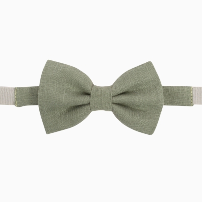 Noeud papillon ENFANT Lin vert argile