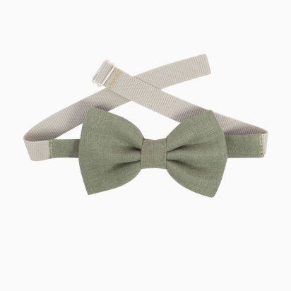 Noeud papillon ENFANT Lin vert argile 2