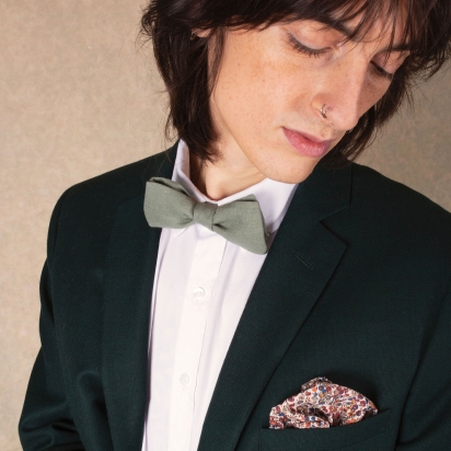 Clay Green Linen Bow Tie