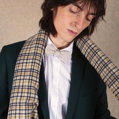 Natural textured Linen Bow Tie