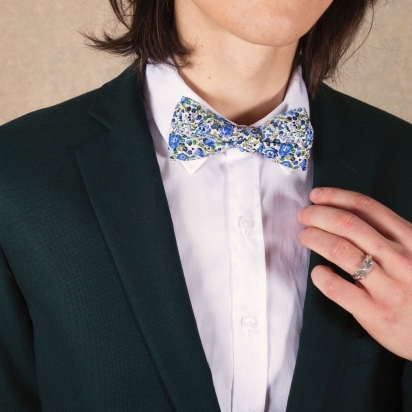 Noeud Papillon Liberty Emma bleu/olive 2