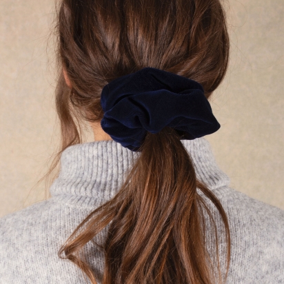 Chouchou Velours bleu marine 2