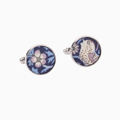 Boutons de manchette Liberty Strawberry Thief bleu persan 2