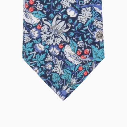 Cravate Liberty Strawberry Thief bleu...