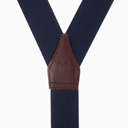 Chocolate brown leather navy blue...