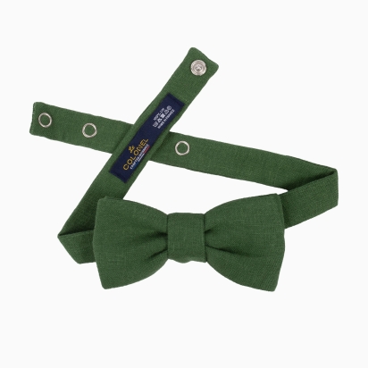 Moss Green Linen Bow Tie