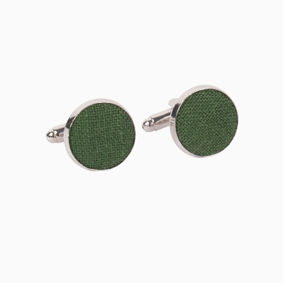 Moss Green Linen cufflinks 2