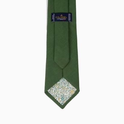 Moss Green Linen Tie 2