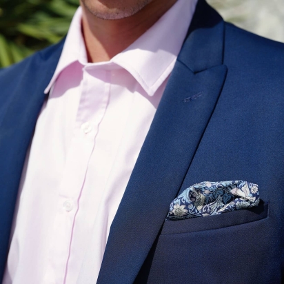 Liberty Persian Blue Strawberry Thief Pocket Square 2