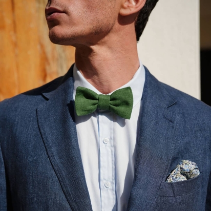 Noeud papillon Lin vert mousse 2