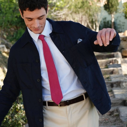 Raspberry Linen Tie 2