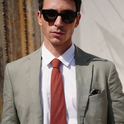 Brick Linen Tie 2