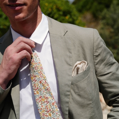 Natural textured Linen Pocket Square 2