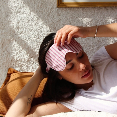 Masque de nuit Rayures rose 2