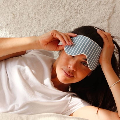 Teal Stripes Sleep Mask 2