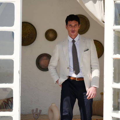 Camel Nubuck Leather Belt / Gold Buckle 2