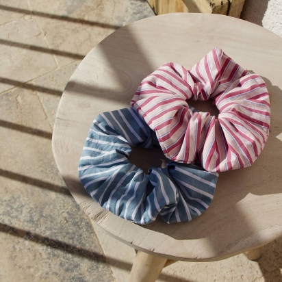 Teal Stripes Scrunchie