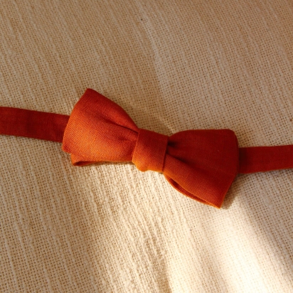 Noeud papillon Lin orange sanguine 2