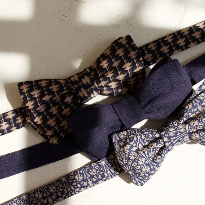 Sapphire Linen Bow Tie
