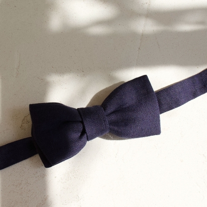 Sapphire Linen Bow Tie