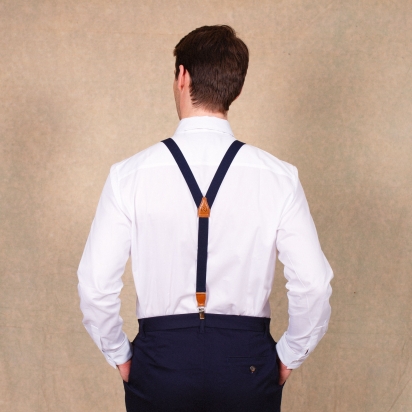 Camel leather navy blue Skinny braces