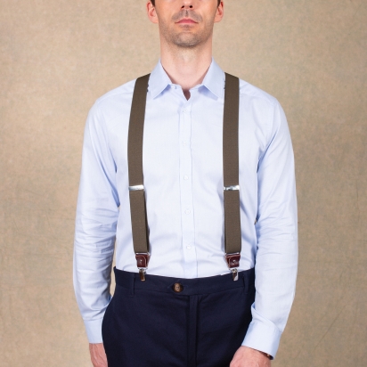 Chocolate leather khaki Heritage Large braces 2