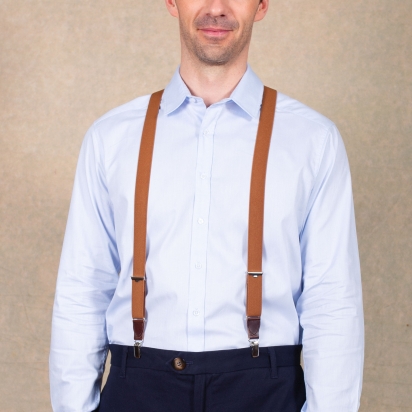 Chocolate leather chestnut Skinny braces 2