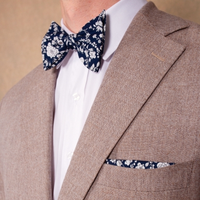 Liberty Bloom Navy Blue Bow Tie