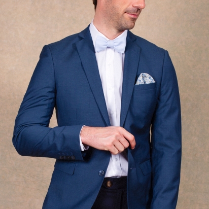 Sky Blue Linen Bow Tie