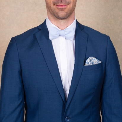 Sky Blue Linen Bow Tie 2