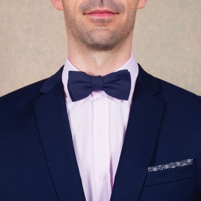 Sapphire Linen Bow Tie 2