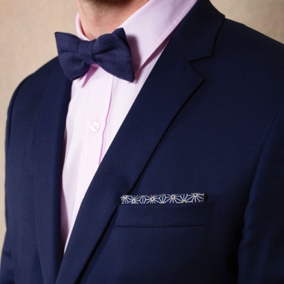 Navy blue Asanoha Japanese pocket square 2